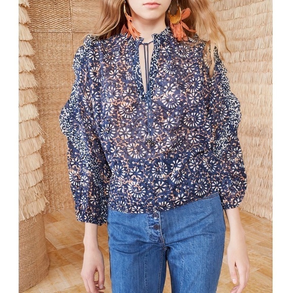 Ulla Johnson Tops - NWOT Ulla Johnson Ruffle Long-Sleeve Floral Lillian Cotton Blouse